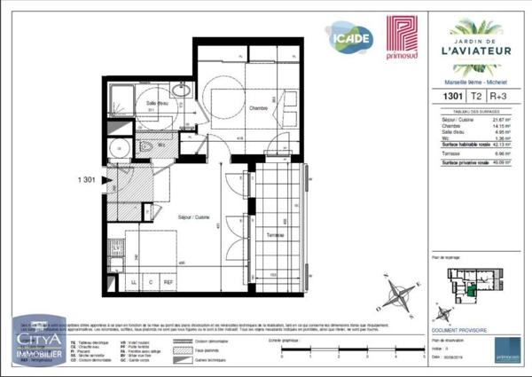 Appartement à louer 2 pièces 42.13m²