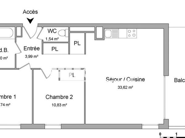 Location Appartement 3 pièces 67.4 m² - APPARTEMENT N°A106 Thorigne Fouillard 35235
