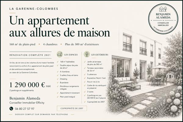 Appartement
         5 pièces
        - 168 m² Exclusivité 1 290 000 € *