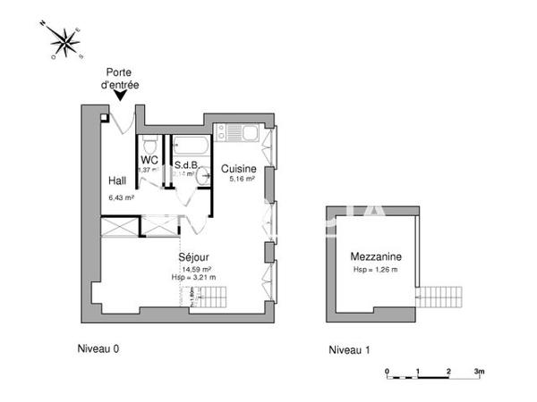Location Studio 29.69 m² - 74 COURS DOCTEUR LONG Lyon 69003