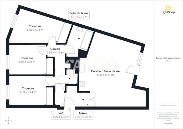 Vente Appartement 4 pièces de 77m² - 69150 Décines-Charpieu