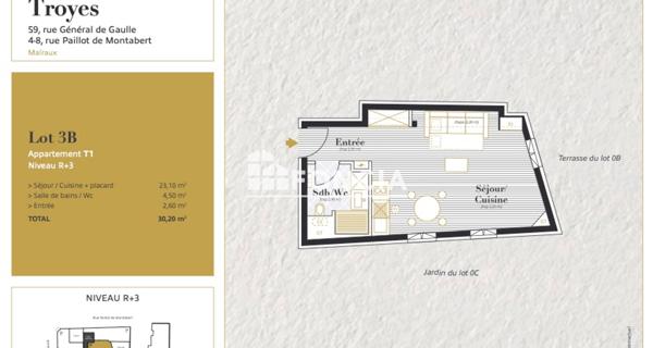 Location Studio 30.2 m² - Troyes 10000