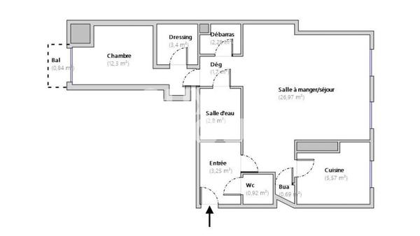 Appartement Paris 3 pièces 60 m2