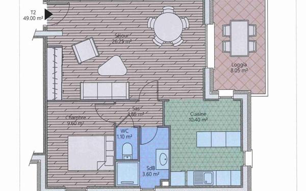 Appartement à vendre    2 pièces • 49 m2 Marseille 11