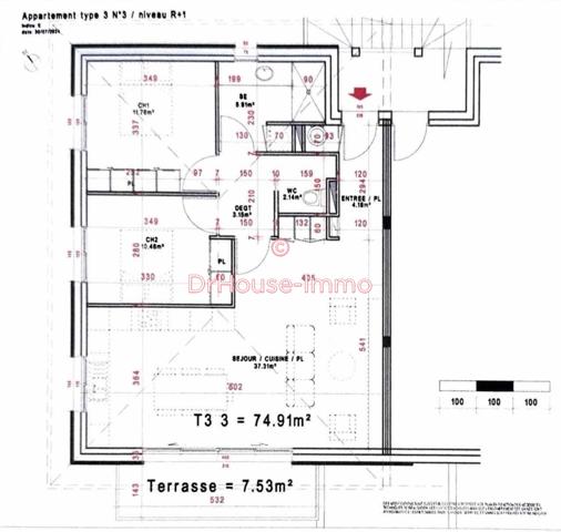 Appartement à vendre 3 pièces de 74 m²