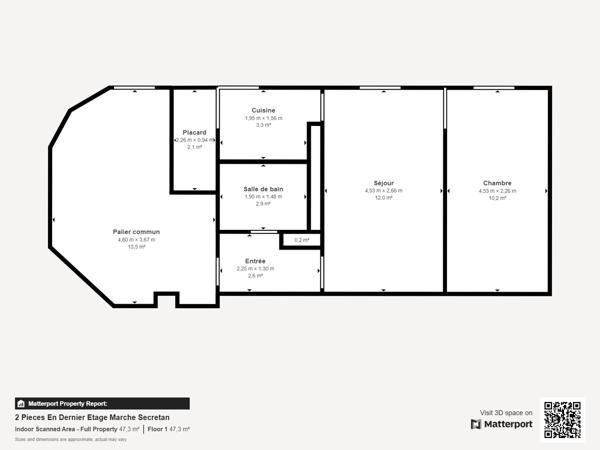 Charmant F2 en dernier étage avec jolie vue dégagée