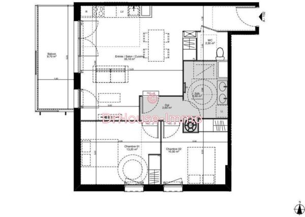 Appartement à vendre 3 pièces de 68 m²