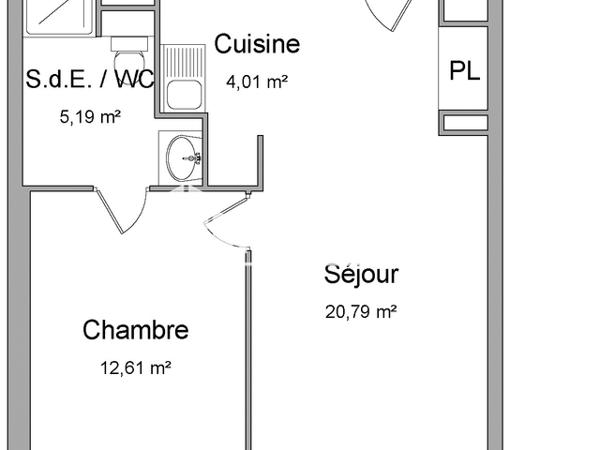 Location Appartement 2 pièces 42.6 m² - BAT C Angers 49000