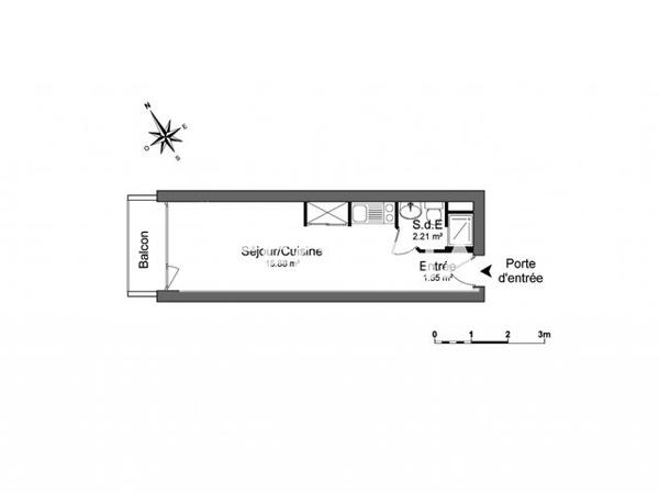 Location Studio 19.6 m² - 2 ALLEE DE NORMANDIE Vannes 56000