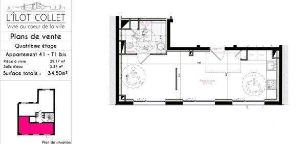 Appartement T1 à vendre  1 pièce - 34,50 m2 BREST - 29