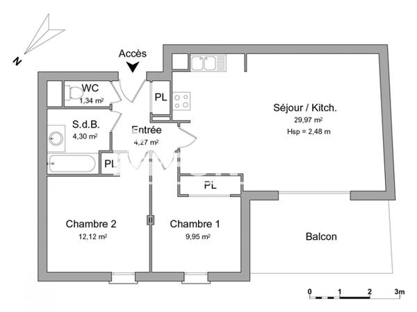 Location Appartement 3 pièces 62.66 m² - 67 RUE JOSEPHINE, 15 RUE DURET Bordeaux 33000