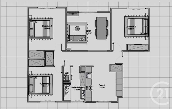 Appartement F4 à vendre  4 pièces - 90,96 m2 PONTARLIER - 25