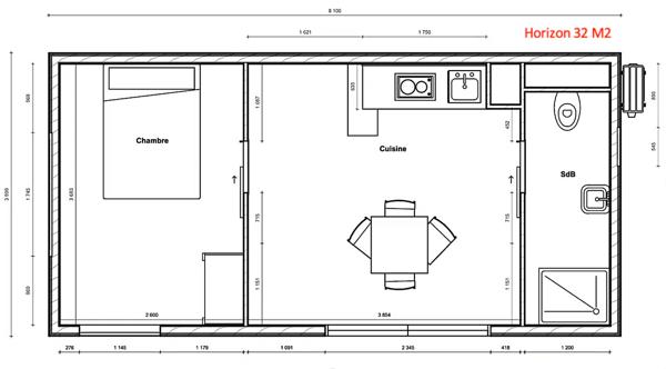 Maison 1 pièce - 15 m²