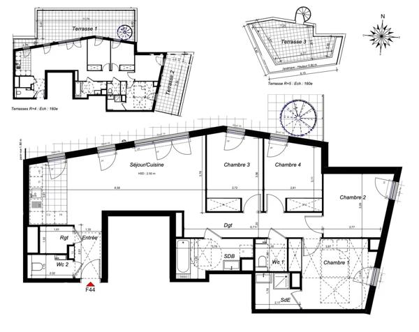 Chatenay Malabry – T5 penthouse de 96m² avec terrasses de 101m² et double parkings