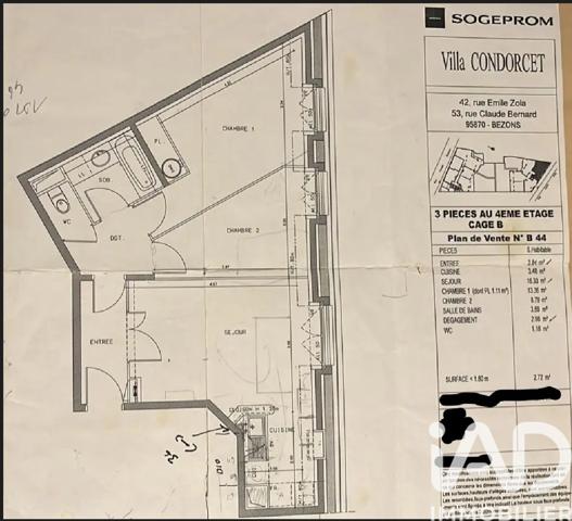 Appartement à vendre 3 pièces 55 m² Bezons