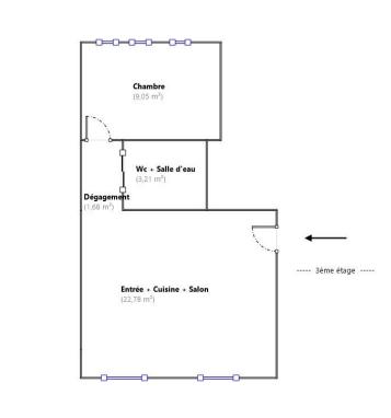 Appartement 2 pièces - 38 m²