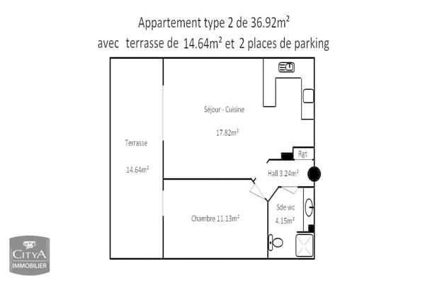Appartement à louer 2 pièces 36.92m² Vitrolles (13127)