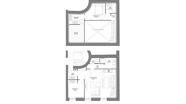 Centre bourg -Plateau T-3 en duplex à aménager