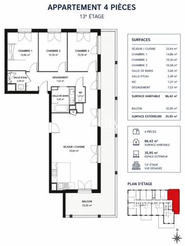 Appartement
         4 pièces
        - 86 m² 570 000 € *