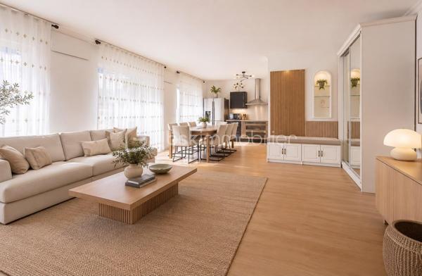 CANNES PRADO - ISOLA BELLA -  APPARTEMENT 4 PIECES 98M² - TERRASSE 37M² - CALME - 10 MIN RUE D'ANTIBES À PIED
(English version below)
En pleine cœur du quartier Prado - Isola Bella, à 3 min de tous les commerces et à seulement 10 min de la rue d'Antibes, Laurent Morin vous propose en exclusivité cet appartement en rdc traversant de 98.15M² entièrement refait à neuf.

Climatisé, au calme et sans vis à vis, il est composé comme suit :
- Un grand séjour de 45m² avec 3 grandes baies vitrées qui ouvrent la terrasse
- Une cuisine entièrement équipée qui donne sur le séjour et la terrasse
- Une grande terrasse de 37m²
- 2 grandes chambres (11 et 18m²) dont une avec accès direct à la terrasse
-  Possibilité de faire une 3eme chambre également à la place de la cuisine
- Un dressing avec fenêtre de 8.5m² qui peut aussi servir de bureau ou de petite chambre.
- 2 salles de douche
- Nombreux rangement
- Une Cave
- Une place de parking idéalement situé à 10 mètres de l'appartement 

Vous apprécierez son emplacement stratégique à 3 min à pied de tous les commerces, 10 min de la rue d'Antibes et moins de 15 min de la Croisette - Palais des festivals.
Exposition : SUD
Charges annuelles : 3000€ (chauffage inclus)
Taxe foncière : 1352€
Contactez moi 7j/7 et 24h/24 pour plus d'information et organiser une visite.

Les 5 premières photos ont été retouchées afin de modifier la décoration et faciliter la projection. 
L'appartement est en excellent état et a été renové récemment.
----------------------------------------------
CANNES PRADO – ISOLA BELLA – 4-ROOM APARTMENT 98 SQM – 37 SQM TERRACE – QUIET SETTING – 10 MIN WALK TO RUE D’ANTIBES

Located in the heart of the sought-after Prado–Isola Bella district, just a 3-minute walk from all amenities and only 10 minutes from Rue d’Antibes, Laurent Morin is pleased to present this exclusive, fully renovated 98.15 sqm ground-floor dual-aspect apartment.

Air-conditioned, peaceful, and enjoying complete privacy with no overlooking neighbors, the property comprises:
- A spacious 45 sqm living room with three large floor-to-ceiling windows opening onto the terrace
- A fully fitted and equipped open-plan kitchen connected to the living area and terrace
- A large 37 sqm terrace
- Two spacious bedrooms (11 sqm and 18 sqm), one of which has direct access to the terrace
- Possibility to create a third bedroom in place of the current kitchen
- An 8.5 sqm walk-in dressing room with a window, which could also be used as a home office or small bedroom
- Two shower rooms
- Ample built-in storage
- A cellar/storage unit
- A private parking space ideally located just 10 meters from the apartment
You will appreciate its prime location, only a 3-minute walk from local shops and services, 10 minutes from Rue d’Antibes, and less than 15 minutes from La Croisette and the Palais des Festivals.
Exposure: South-facing
Annual service charges: €3,000 (including heating)
Property tax: €1,352
For further information or to arrange a viewing, please contact me 24/7.