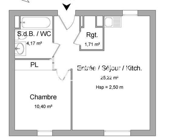 Location Appartement 2 pièces 41.4 m² - RUE GASTON PLANTE Orthez 64300