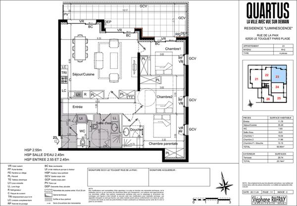 Appartement Le Touquet Paris Plage 4 pièces 92.90 m² + terrasse 20.74 m²