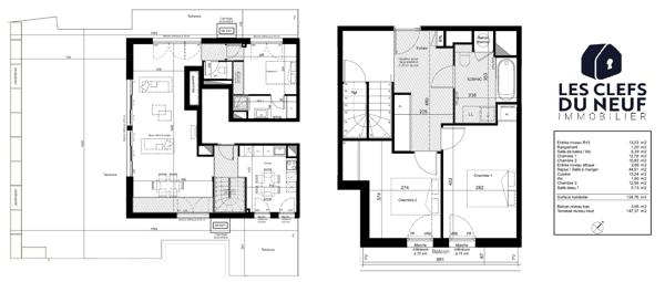 Appartement 5 pièces de 126m² + 150m² de Terrasse + 2 Parkings sous-sol ! Cote Pavée