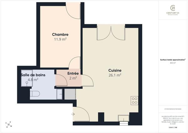Appartement F2 à vendre  2 pièces - 45,19 m 2   RAMBOUILLET  - 78