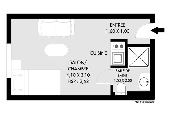 Appartement Studio à vendre  1 pièce - 14,90 m2 PARIS - 75020