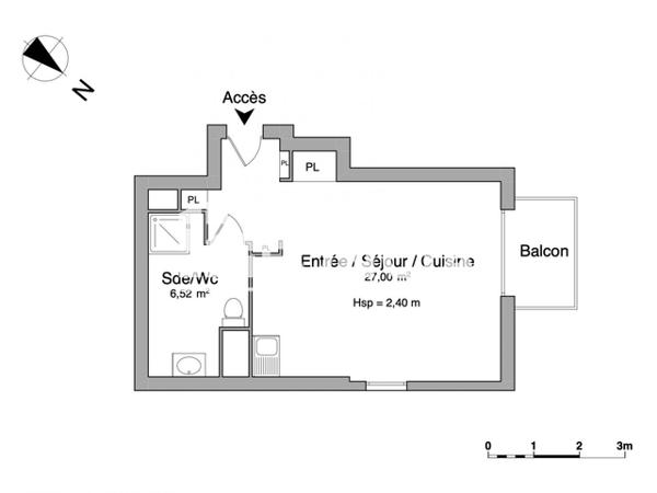 Location Studio 33.52 m² - 65 RUE CAP FINISTERRE Brest 29200
