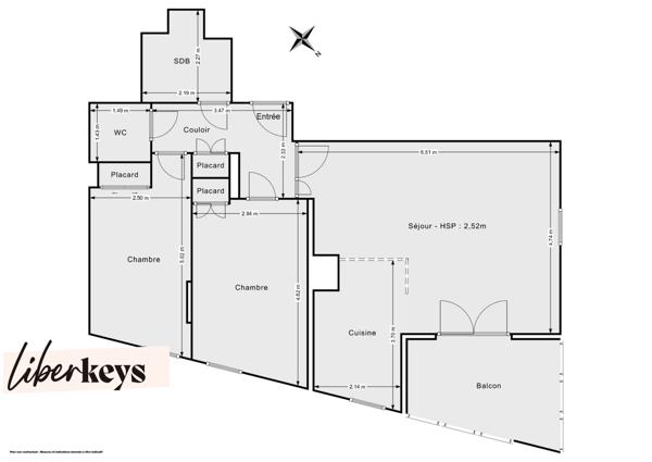 3 pièces 68 m² avec loggia au calme — Parking et cave