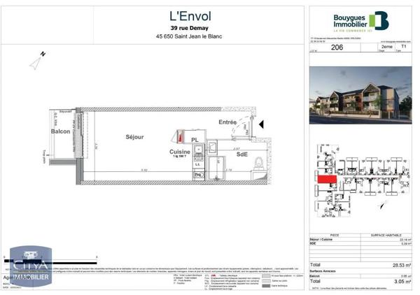 Appartement à louer 1 pièce 28.53m²