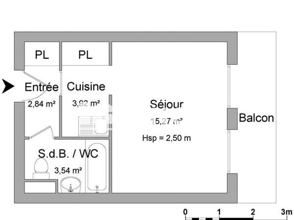 Location Studio 25.57 m² - JARDINS DE LOIRE Orleans 45000