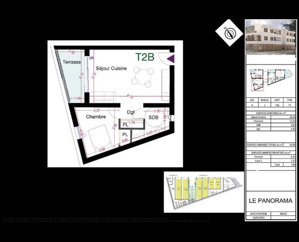 T2 neuf 44,9 m² - Terrasse, cave privatif