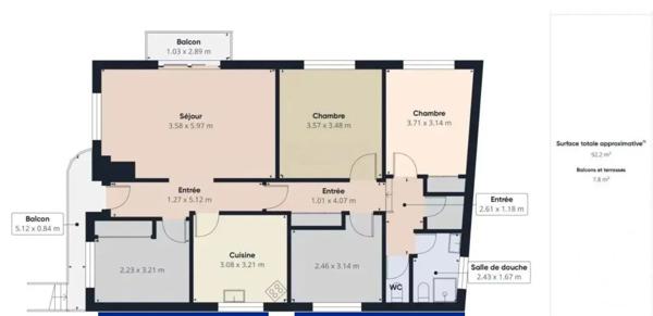 Appartement F5 à vendre  5 pièces - 92,20 m 2   CANNES  - 06