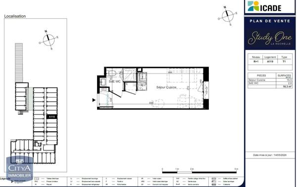 Appartement à louer 1 pièce 18.3m² La Rochelle (17000)