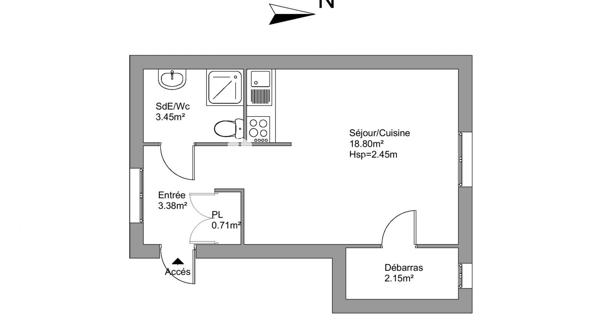 Location Studio meublé 28.49 m² - Limoges 87000