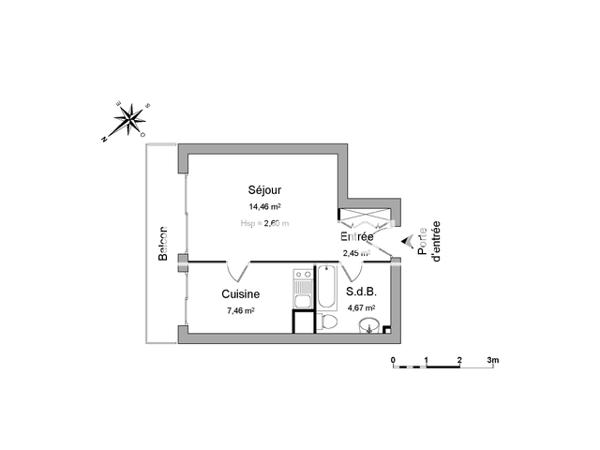 Location Studio 29.04 m² - Gien 45500
