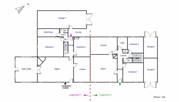 MERVILLE - ENSEMBLE IMMOBILIER DE 198 M² HABITABLES SUR UNE PARCELLE DE 2832 m² , Merville