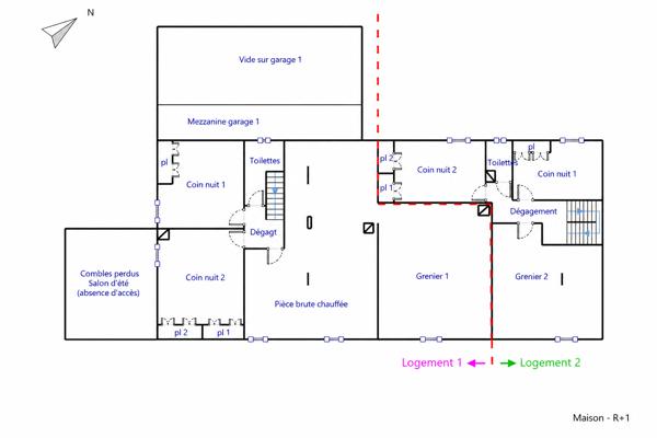 MERVILLE - ENSEMBLE IMMOBILIER DE 198 M² HABITABLES SUR UNE PARCELLE DE 2832 m² , Merville
