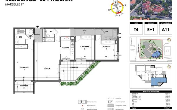 Appartement à vendre    4 pièces • 97,92 m2 Marseille 9