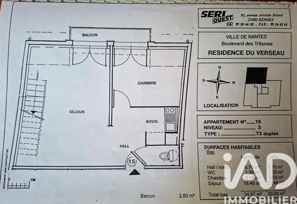 Appartement à vendre 3 pièces 61,36 m² Nantes