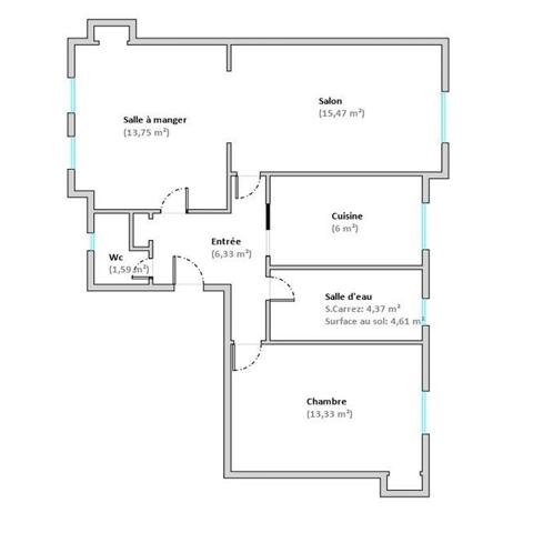 Appartement 3 pièces - 61 m²