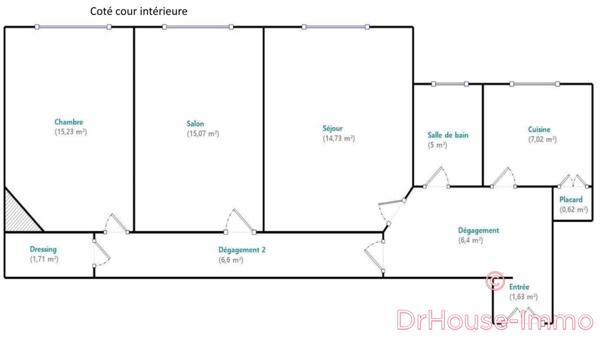 Appartement à vendre 3 pièces de 74 m²