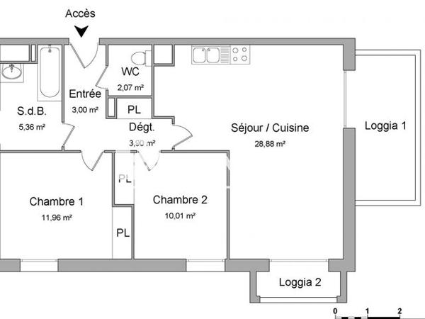 Location Appartement 3 pièces 65.18 m² - ECO - QUARTIER DE L'ARTIGON ILOT E Pessac 33600