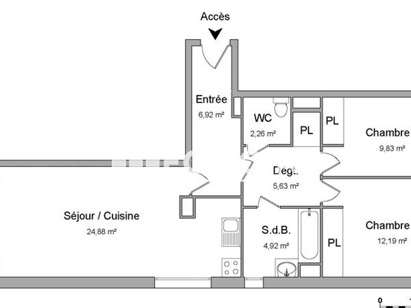 Location Appartement 3 pièces 66.63 m² - 60 AVENUE DE TOULOUSE Castanet Tolosan 31320