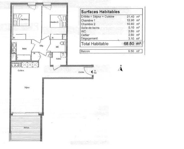Appartement à vendre 3 pièces 68 m² Bayonne