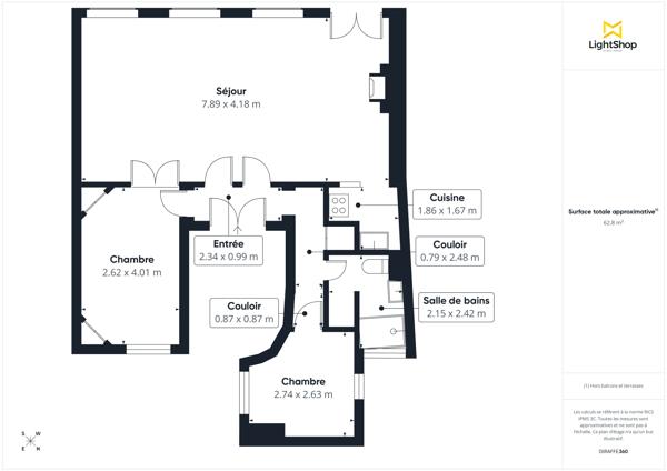 Appartement traversant 3 pièces de 63 m² - Éclairage naturel - Rue Manuel, Paris