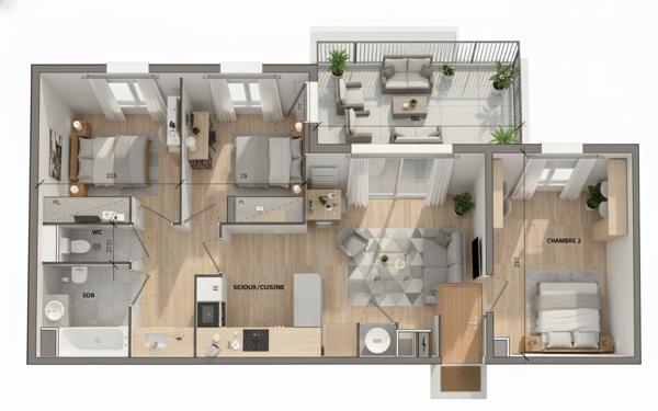 T4 lumineux de 77 m² avec terrasse et parking, Béziers (Centre ville)