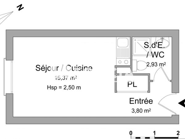 Location Studio 22.1 m² - 109 RUE CHASSELIEVRE Rouen 76000